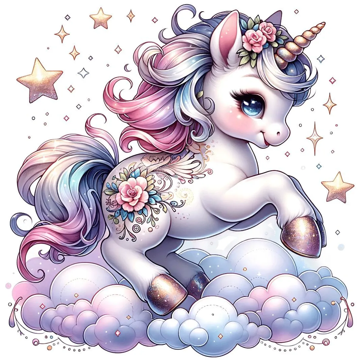 Enhjørning 20 - DTF Strykemerke