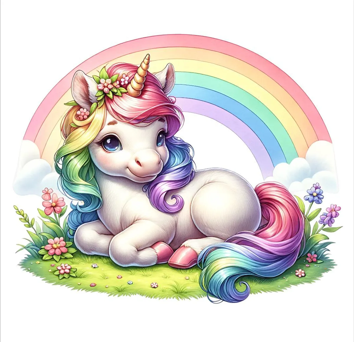 Enhjørning 21 - DTF Strykemerke