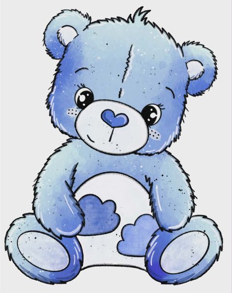Hovedbilde Blå bamse - DTF Strykemerke