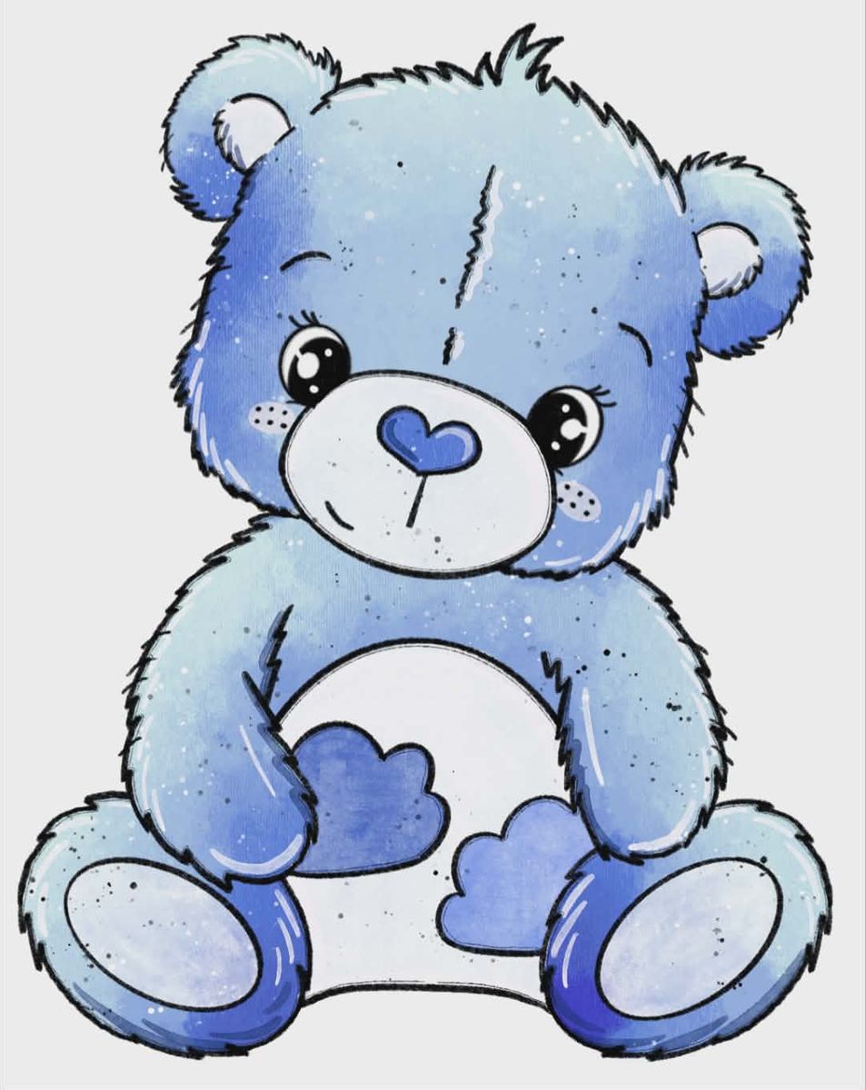 Blå bamse - DTF Strykemerke