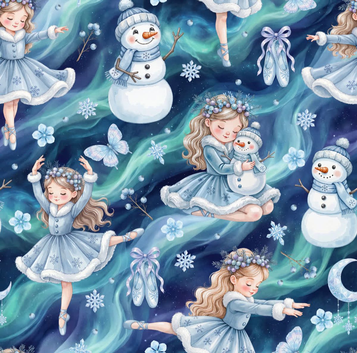 Ballerina i Nordlys - Jersey - Metervare