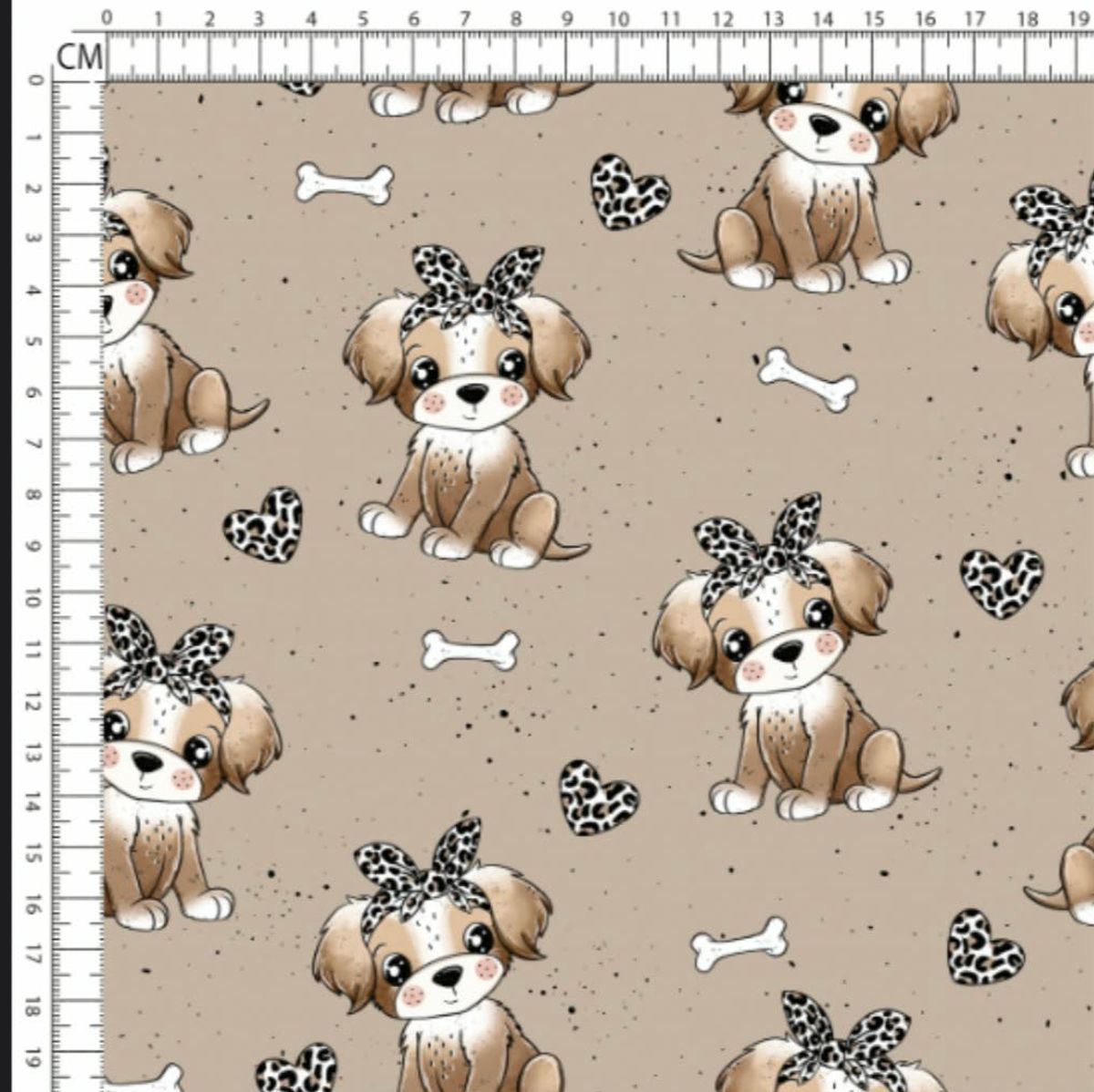 Søt hund med leo sløyfe - Jersey - Metervare