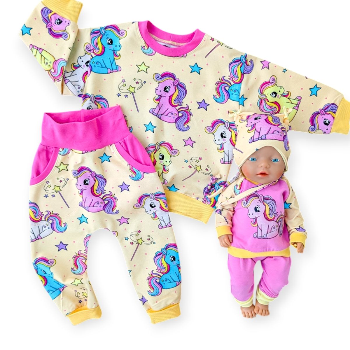 Sett med genser og bukse Polly Ponni Gul 