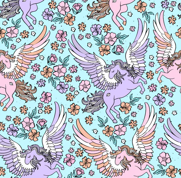 Hovedbilde Pegasus og blomster -French Terry - Metervare