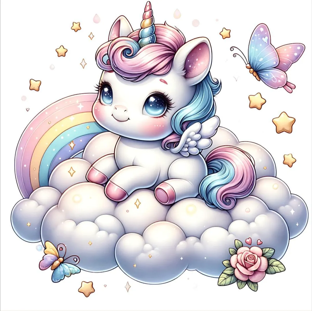 Enhjørning 6 - DTF Strykemerke